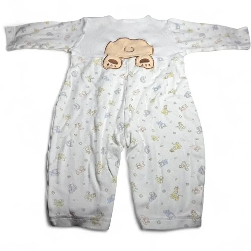 VTG/Y2K Little Wonders Baby Jumpsuit 6-9 Months Bear Animal Print Long Sleeve